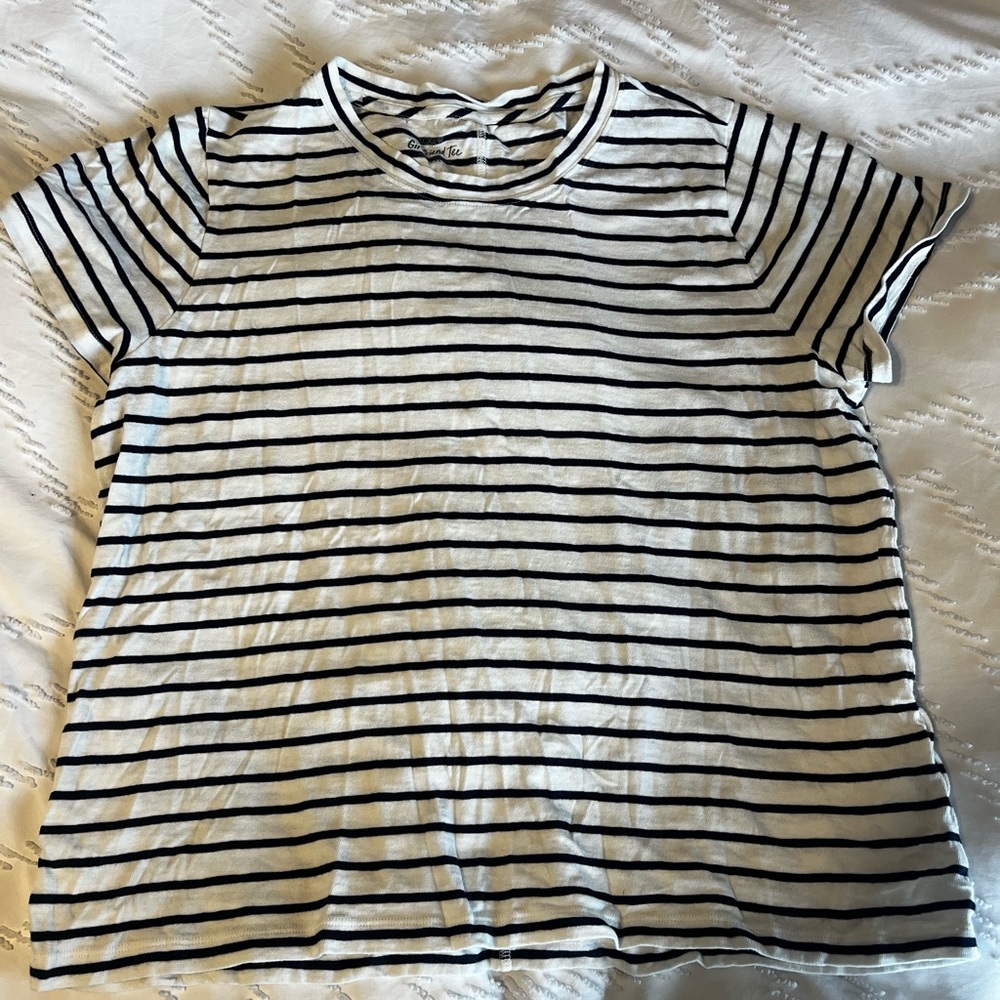 J. Crew Navy and White Girlfriend Tee